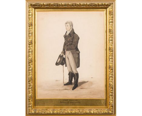 Manner of Richard Dighton [early 19th Century]-Portrait of Charles Douglas, Marquis of Queensbury [1777-1837],:-full-length s