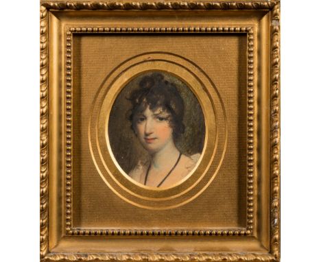 Benjamin Richard Green [1807-1876]-Portrait of Frances Anne Kemble, head and shoulders,:-watercolour, oval, 9.5 x 8cm, togeth
