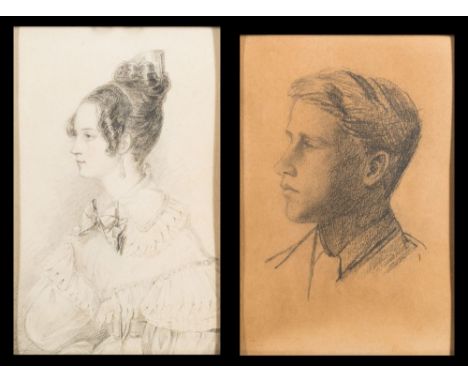 English School early 20th Century-A small portrait of a boy, head and shoulders,:- pencil drawing, 13 x 9cm, together with tw