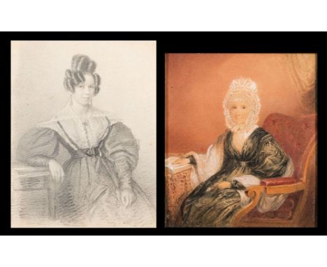 Attributed to William Havell [1782-1857]-Portrait of Mrs Francis Pigott Stainsbury Conant [1809-1884], half-length seated,:- 