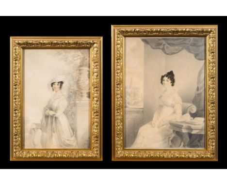 Attributed to Henry Aldridge [1769-1821]-Portrait of a lady, Mrs Badger of Biddlesden Park, Brackley, Northamptonshire,:- thr