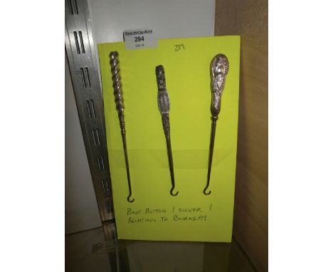 3 boot button hole hooks 1 silver and 1 relating to burnley