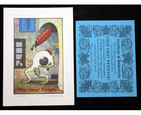 Jim Woodring, Vher Umst Pknipfer, colour lithograph, number 90/100, 18cm x 28cm, signed in pencil with certificate, together 