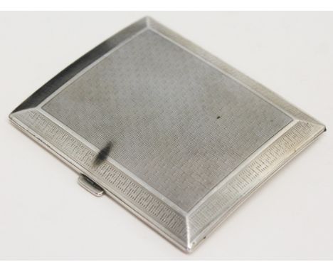 An Art Deco silver cigarette case with gilt interior, A & J Zimmerman Ltd. Birmingham, 1946, 7.5cm x 9cm, wt. 4oz.