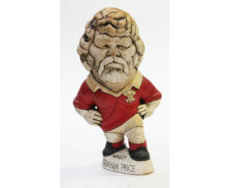 A Groggs ceramic figure of Graham Price, height 25cm. Condition - good, general wear.