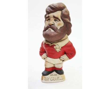 A Groggs ceramic figure of Ray Gravell, height 26cm. Condition - good, general wear. 