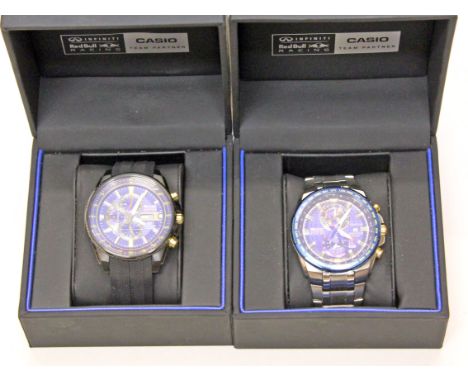 Two Casio Edifice Redbull edition wristwatches, boxed.