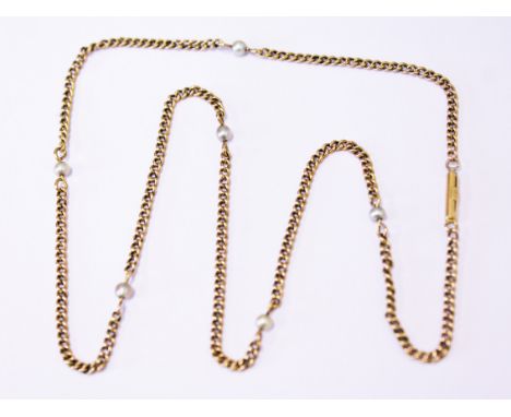 An 18ct gold and seed pearl necklace, length 45cm, gross wt. 4.8g.