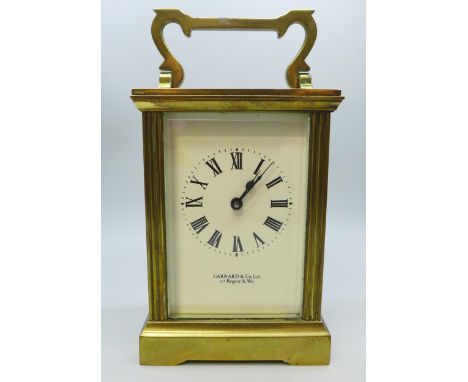 A Garrard &amp; Co. carriage clock, bears presentation plaque