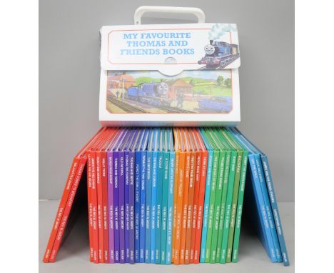 A full set of Thomas The Tank Engine Book Club hardback books, 34 in total. With a My Favourite Thomas and Friends Books carr