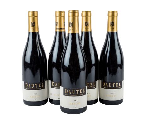 DAUTEL 5 Flaschen MERLOT -S- / ST.MICHAELSFEDER LEMBERGER 2012 Region: Bönnigheim, Deutschland, Rebsorten: 4 x Merlot / 1 x L