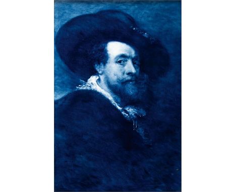 SEHR GROSSES PORTRAIT VON RUBENS Delft, 1. Hälfte 20. Jh.60,5 x 40 cm, Rahmen: 80 x 58,5 cmVERY LARGE DELFT PORTRAIT OF RUBEN