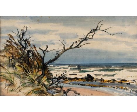 Siegward SPROTTE (1913-2004) Küste vor SyltAquarell auf Papier, signiert und datiert 44Lichtmass: 15 x 25,5 cm, Rahmen: 31 x 