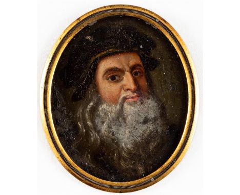UNBEKANNTER MALER Portrait eines bärtigen EdelmannesÖl auf Metall, wohl 16./17. Jh.9 x 7,2 cmUNKNOWN PAINTERPortrait of a bea
