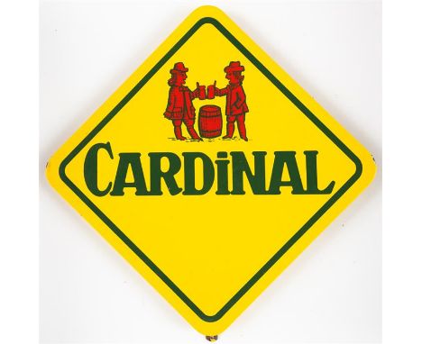 CARDINAL Emailleschild, Schweiz, 20. Jh. 40 x 40 cm  SWISS ENAMEL BEER ADVERTISING SIGN OF 'CARDINAL' 20th c. 40 x 40 cm