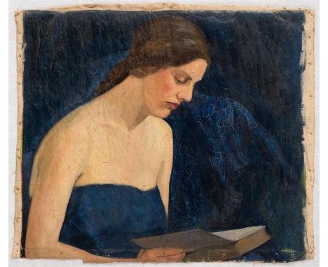 Marta GY (Bern 1911-1966) Portrait einer lesenden Frau und (verso) eines jungen MannesÖl auf Leinwand, ohne Keilrahmen, nicht