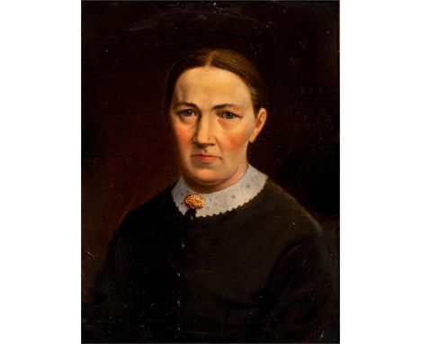 Karl GEHRI (Seedorf 1850 - Münchenbuchsee 1922) Portrait einer DameÖl auf Metall, mehrere Dellen, signiert und datiert 187744