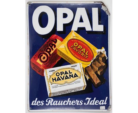 OPAL Emailleschild, Schweiz, 20er Jahre39 x 30 cmSWISS ENAMEL SIGN OF 'OPAL'1920s39 x 30 cm