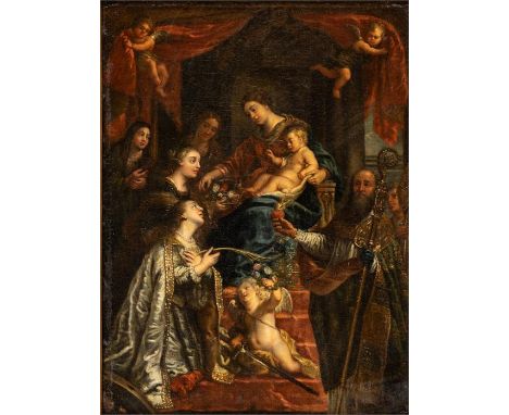 Theodor VAN THULDEN (1606-1669), zugeschrieben Sacra ConversazioneÖl auf Leinwand, unsigniert36 x 27 cm, Rahmen: 56 x 47 cm V