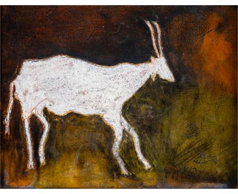 René KLEEB (Moosseedorf 1966) ZiegeÖl auf Karton, verso signiertLichtmass: 18,5 x 23,5 cm, Rahmen: 29,5 x 35 cmRené KLEEB (Mo