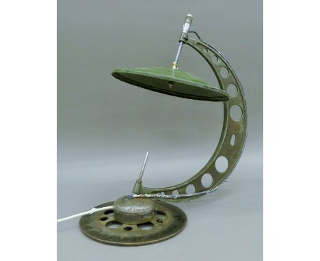 A vintage industrial metal office lamp and shade. 57 cm high.