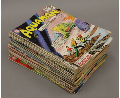 A quantity of vintage DC comics: 12 Aquaman, 11 Tales of the Unexpected, 12 Sea Devils and 15 Green Lantern.