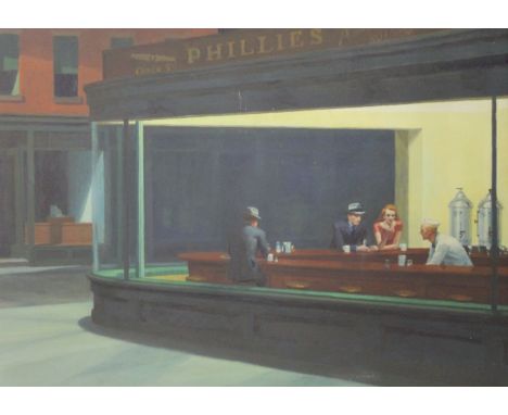 EDWARD HOPPER, Nighthawkes, print on canvas, unframed. 120 x 84 cm.