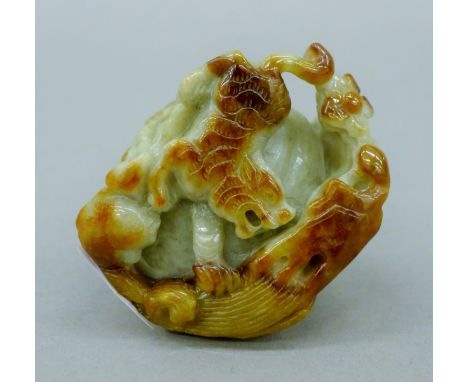 A Chinese carved jade snuff bottle. 6 cm high. 