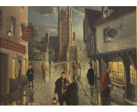 R J MITCHELL (20th century) British, Minster Place Ely and The Market Square Ely, each in the Victorian Style, two oils on ca