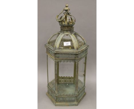 A hexagonal lantern. 61 cm high.