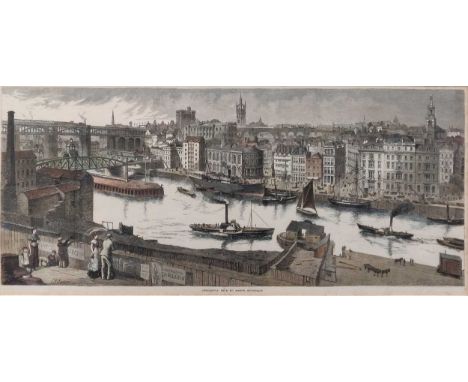 Newcastle from St Mary's Gateshead, print, 25 x 57cm; Paris Opera House, print 50 x 74cm; Landscape with Lake, watercolour an