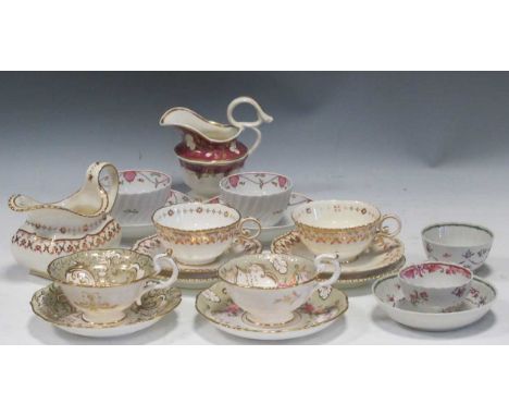Items of English porcelain to include Newhall and Regency tea cups and saucers