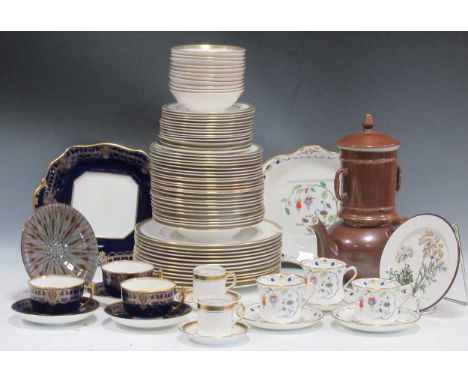 A collection of English porcelain to include a part Royal Doulton dinner service, Abberleys cups and saucers, a part Grafton 