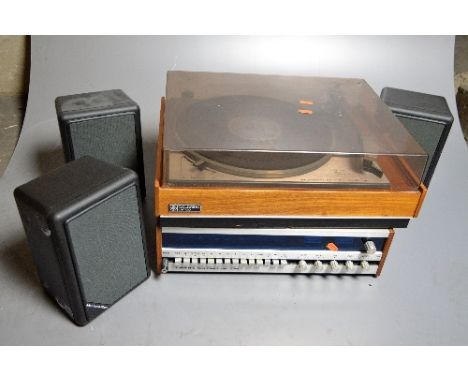 A GOLDRING LENCO GL75 TURNTABLE, a Tandberg TR1010 stereo receiver and three Mordaunt Short CS-1 compact speakers