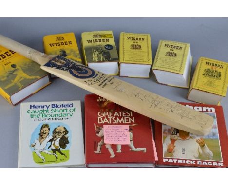 A COLLECTION OF CRICKET MEMORABILIA, to include a copy of John Arlott's 100 Greatest Batsmen to which several signatures have