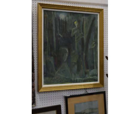 Susan Barrington-WardBoy with a Fishing Rodsigned, oil on board, 35.5cm x 23.5cm; another, Figures in Moonlightoil on canvas,