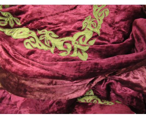 Large vintage velvet bedcover, approximately 9ft squareVarious areas of fading as shown in photos 