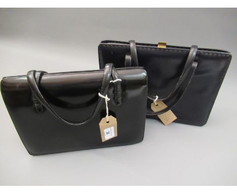Two vintage black leather handbags 