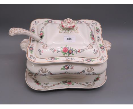 Waring & Gillow Silicone China pottery soup tureen with cover, ladle and stand 