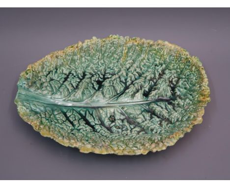 Zsolnay Zw Pecs, unusual oval leaf form dish, 12.5ins x 9ins (with restoration) 
