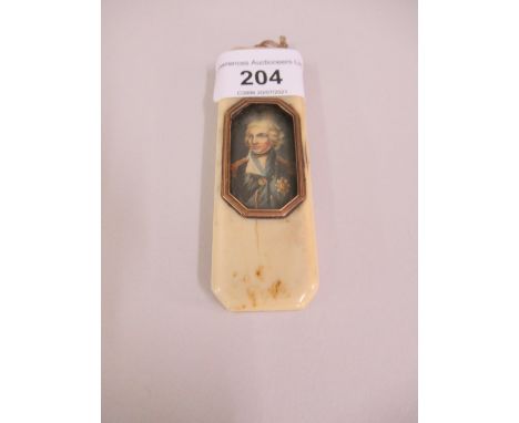 George III octagonal ivory toothpick box, the cover inset with a portrait of Admiral Lord Nelson 