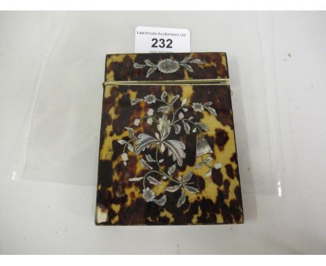 19th Century tortoiseshell and mother of pearl inlaid visiting card case 