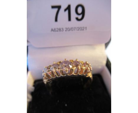 18ct Gold five stone diamond half hoop ring with old cut stones, the largest approximately 4mmWeight - 3.3gSize PSmall chip t