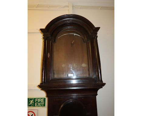 George III mahogany longcase clock case with an arched hood, arched door and plinth baseInternal aperture - side to side - 30