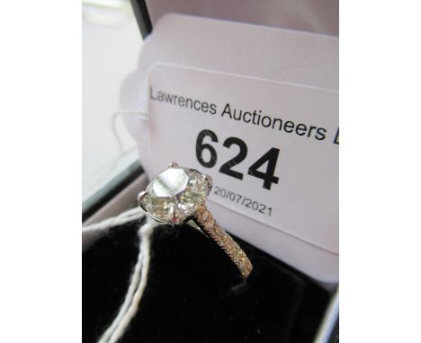 Platinum and diamond solitaire ring, the old cut stone of approximately 2.10ct, sold with certificate, colour F-G, clarity SI