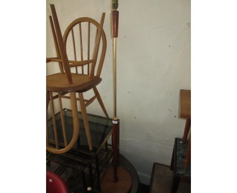 1970's Teak and brass standard lamp 
