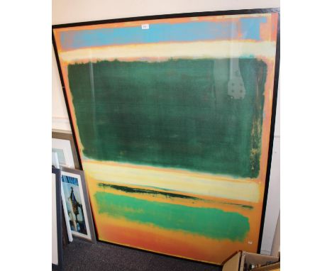 After Mark Rothro, green, orange and blue coloured silkscreen print, 62.5ins x 48ins and a similar in red and black, 55ins x 