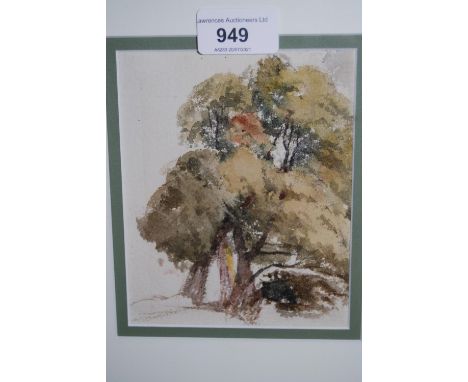 Attributed to Peter De Wint, watercolour sketch, study of trees, 5.5ins x 4.25ins approximately, unsigned, gilt framed 