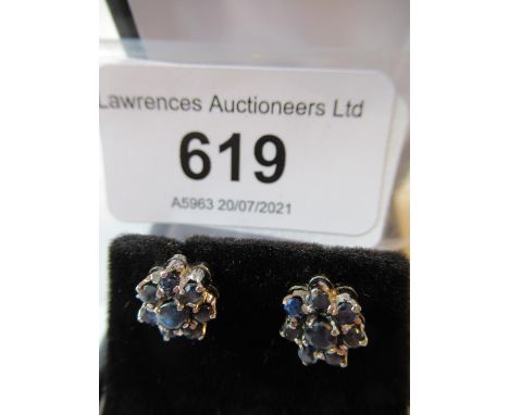 Pair of sapphire cluster stud earrings 