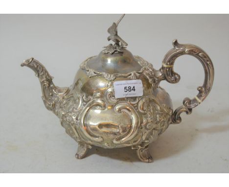 Victorian silver teapot of floral embossed design, 26 troy ozs 